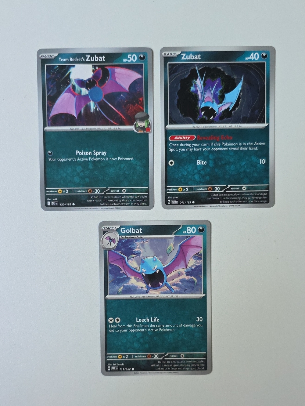 Pokemon Zubat And Golbat Card